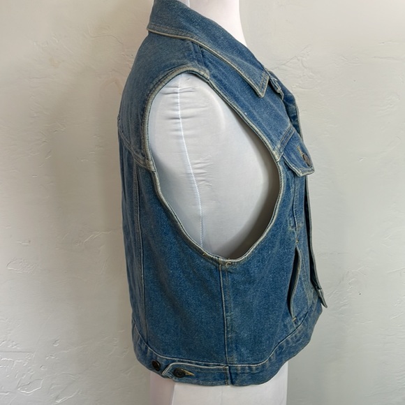 Liz Wear Blue Denim Vintage Vest Women's Size Medium Button Down  with P… - Picture 4 of 10